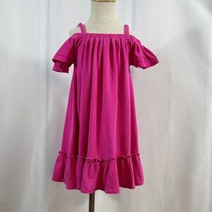Old Navy Hot Pink Cold-Shoulder Ruffle Hem Dress